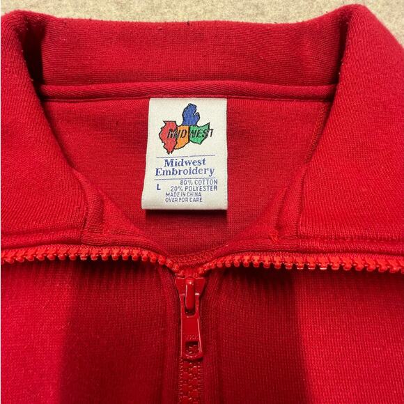 Wisconsin Badgers Quarter Zip Sweatshirt Red Midwest Embroidery L College - Picture 4 of 6